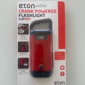 Crank powered flashlight and phone charger
